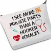 JXGZSO Jxgzso Cna Gift Bags Certified Nursing Assistant Gifts Cna Student Gifts I See More Private Parts Than A Hooker Zipper Pouch (Than A Hooker Bag) | Coin Purses & Pouches