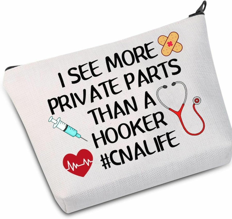 JXGZSO Jxgzso Cna Gift Bags Certified Nursing Assistant Gifts Cna Student Gifts I See More Private Parts Than A Hooker Zipper Pouch (Than A Hooker Bag) | Coin Purses & Pouches