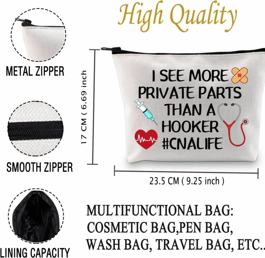 JXGZSO Jxgzso Cna Gift Bags Certified Nursing Assistant Gifts Cna Student Gifts I See More Private Parts Than A Hooker Zipper Pouch (Than A Hooker Bag) | Coin Purses & Pouches