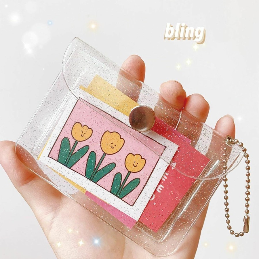 MOZXIRZ 3 Pcs Transparent Card Holder Keychain Wallet Small Coin Purse Mini Change Pouch Waterproof Card Case For Women Girls (Clear) | Coin Purses & Pouches