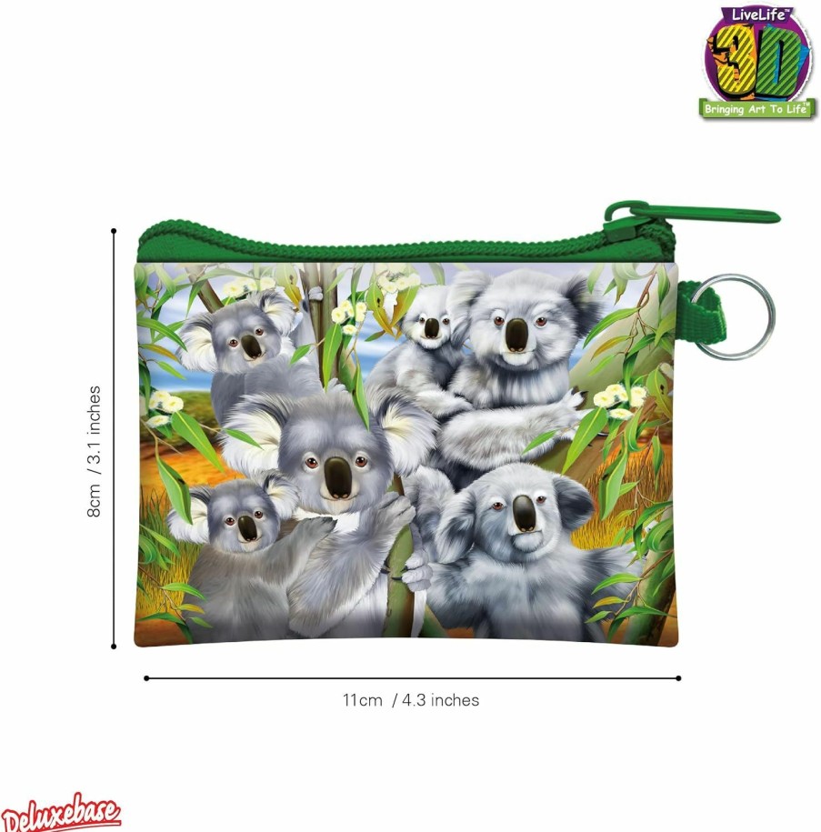 Deluxebase 3D Livelife Coin Purse - Koala Cuddle From Deluxebase. Lenticular 3D Koala Bear Purse. Cash, Coin And Card Holder With Secure Zipper Featuring Artwork Licensed From Renowned Michael Searle | Coin Purses & Pouches