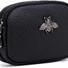 DOMILINA Genuine Leather Mini Coin Purse For Women, Compact And Stylish Double Zipper Wallet(Black) | Coin Purses & Pouches