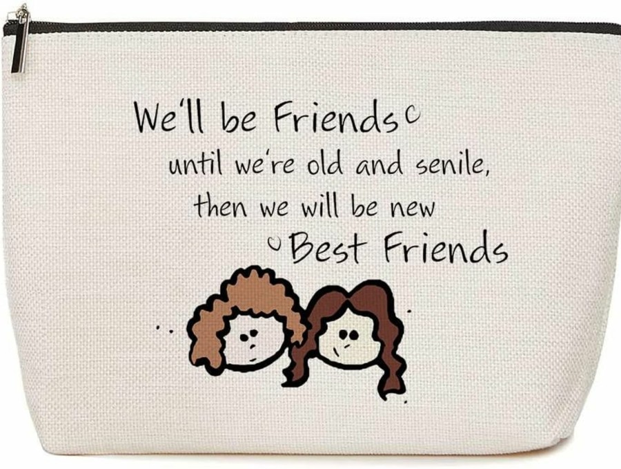 HOWDOUDO Howdoudo Friendship Gifts For Women, Friend Gifts For Women, We'Ll Be Friends Until We Are Old And Senile Then We Will Be New Best Friends, Christmas, Birthday Gifts For Best Friend Makeup Bag | Coin Purses & Pouches