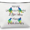 MEIKIUP Meikiup Hockey Player Gifts Field Hockey Makeup Bags Travel Bags Never Underestimate A Girl Who Plays Field Hockey (Girl Field Hockey Bag) | Coin Purses & Pouches