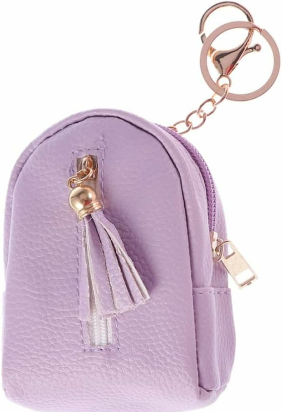 Generic Coin Purse Leather Wallet With Keychain Ring, Tassel Change Holder Womens Small Cute, Purple | Coin Purses & Pouches