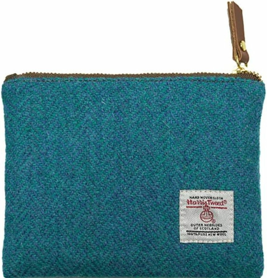 TAILORMAP Harris Tweed Coin Purse Handmade Lipstick Bag Vintage British Portable Credit Card Id Wallet With Ykk Zipper For Women Men (Mint Green, Medium) | Coin Purses & Pouches