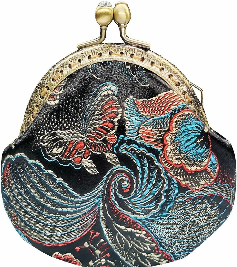 POPUCT Popuct Small Vintage Cotton Kiss-Lock Coin Purse Buckle Wallet For Women(Light Blue) | Coin Purses & Pouches