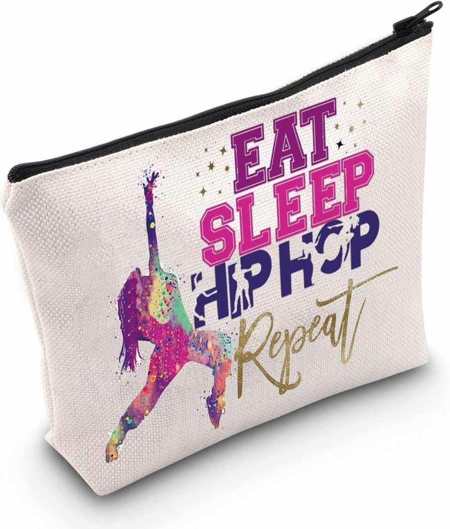 LEVLO Levlo Hip Hop Girl Cosmetic Make Up Bag Hip Hop Lover Gift Eat Sleep Hip Hop Repeat Makeup Zipper Pouch Bag (Hip Hop Repeat) | Coin Purses & Pouches