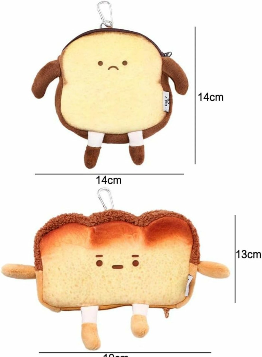 Vctitil Vctitil Small Mini Bread Toast Coin Purse Student Bag Cosmetic Bag Cute Pouch Wallet With Strap Messenger Bag For Adult Kids(B) | Coin Purses & Pouches