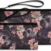 Liquorbrand Liquorbrand Pink Sakura Flowers And Skulls Dia De Los Muertos Wristlet Pouch Bag And Coin Purse Set | Coin Purses & Pouches