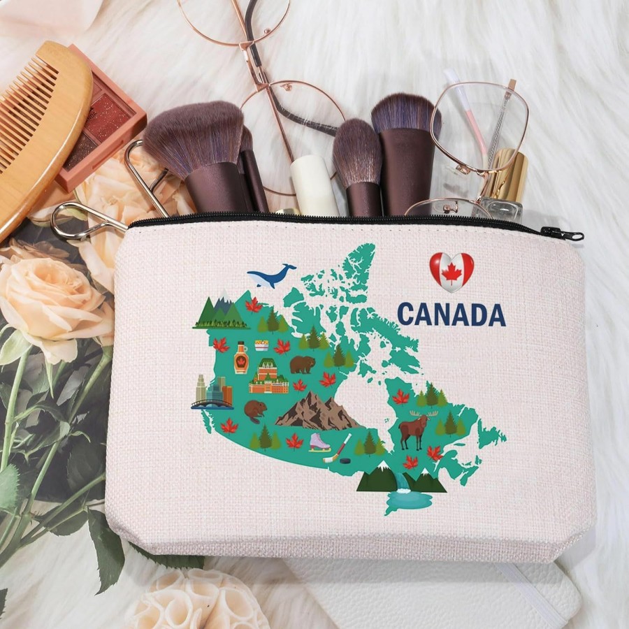 MEIKIUP Meikiup Canada Gift Canada Travel Cosmetic Bag Canada Travel Memory Map Gift Canada Travel Gift Canada Souvenir Canada Lover Gift (Map Canada Bag) | Coin Purses & Pouches