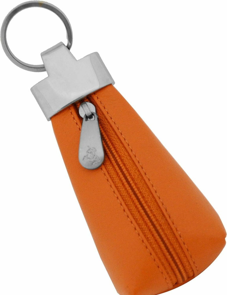 VISCONTI Visconti K10 Leather Key Ring Zippered Coin Pouch (Orange) | Coin Purses & Pouches