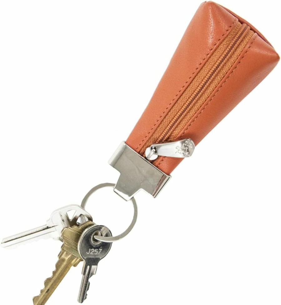 VISCONTI Visconti K10 Leather Key Ring Zippered Coin Pouch (Orange) | Coin Purses & Pouches