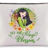 WZMPA Wzmpa Princess Mulan Cosmetic Bag Mulan Fans Gifts Let The Magic Bloom Makeup Zipper Pouch Bag Princess Mulan Merchandise (Mulan-Bloom) | Coin Purses & Pouches