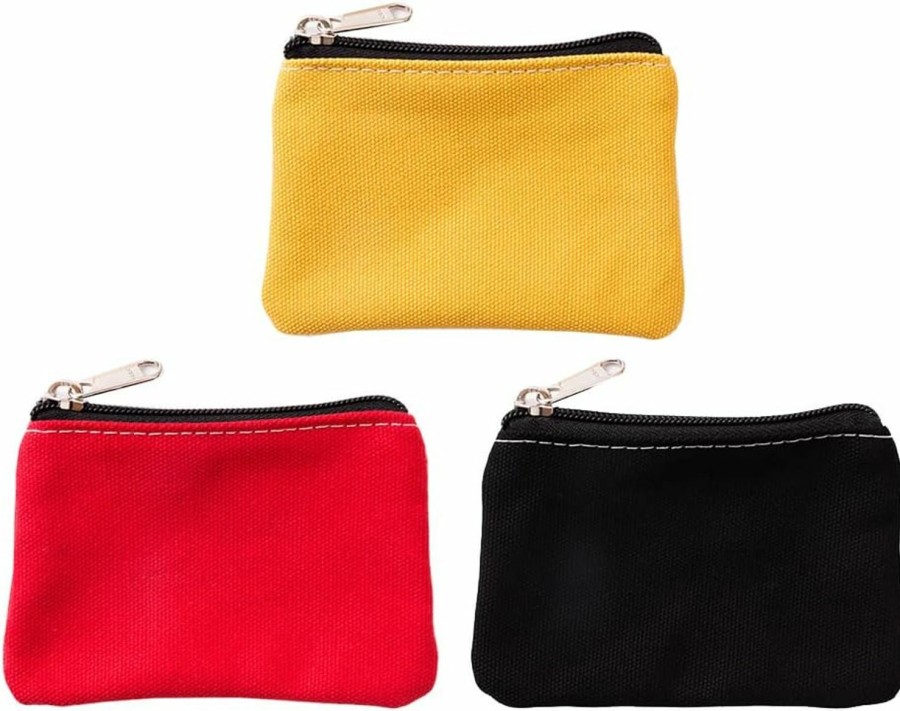 GSHLLO Gshllo 3 Pcs Canvas Coin Purse Pouch Mini Wallet Small Zipper Pouch Change Bags For Credit Card Coin Keys | Coin Purses & Pouches