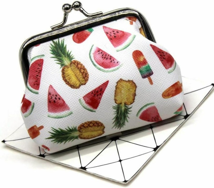 Adam Victor Lovely Watermelon Pineapple Ice Cream Coin Purse- Mini Colorful Clasp Pouch Wallet Key Bags Money Bag, Perfect Gifts For Girls Kids Purses Women Wallets Buckle Party Favors | Coin Purses & Pouches