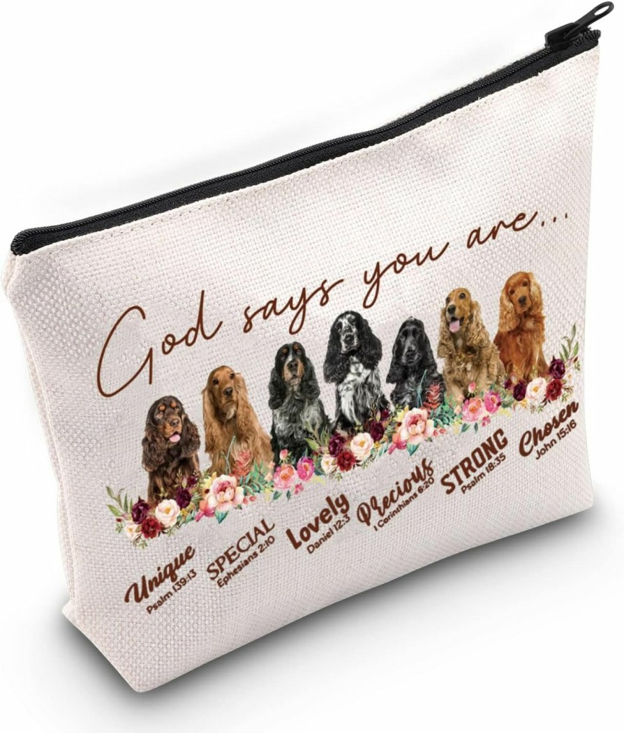 WZMPA Wzmpa Cocker Spaniel Makeup Bag Cocker Spaniel Lover Gifts God Says You Are Unique Special Lovely Precious Strong Cocker Spaniel Zipper Pouch For Women Girls | Coin Purses & Pouches