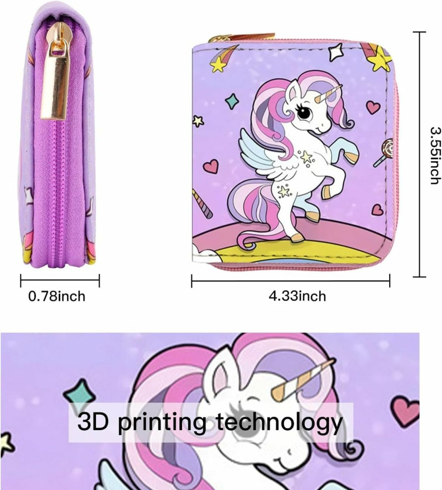 E-AOCJMH E-Aocjmh Unicorn Small Coin Purses With Lanyard Unicorn Leather Wallet Unicorn Zip Purse Wallet For Women (Wc Unicorn) | Coin Purses & Pouches