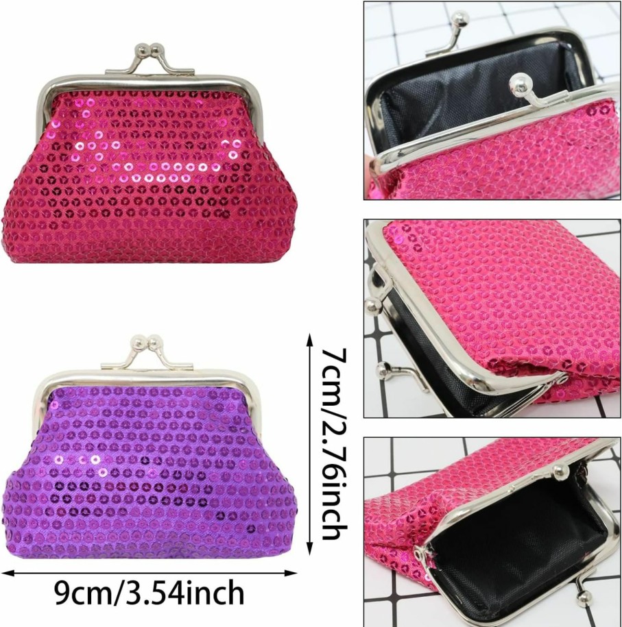 Honbay Honbay 4Pcs Glitter Sequin Coin Purse Kiss Lock Change Purse Shiny Trinkets Pouch Small Women Wallet Clutch Purse | Coin Purses & Pouches