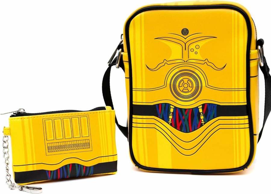 Buckle-Down Star Wars Bag And Wallet Combo, Star Wars C3Po Droid Body Yellow, Vegan Leather | Coin Purses & Pouches