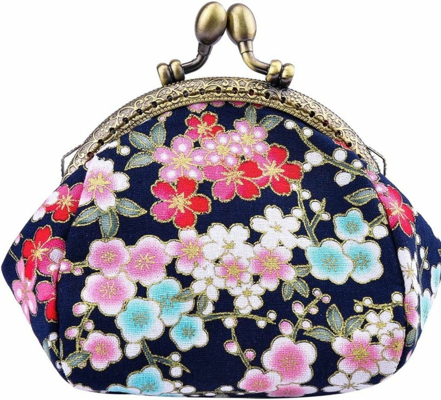 Oyachic Oyachic Canvas Coin Purse Floral Change Pouch Vintage Clutch Wallet With Clasp Closure For Girls And Women | Coin Purses & Pouches