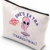 VAMSII Vamsii Alien Makeup Bag She'S Extra Terrestrial Cosmetic Bag Alien Gifts For Women Alien Lover Gifts Zipper Pouch(Blk-Terrestrial | Coin Purses & Pouches