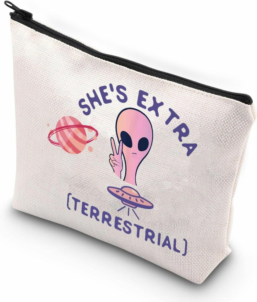 VAMSII Vamsii Alien Makeup Bag She'S Extra Terrestrial Cosmetic Bag Alien Gifts For Women Alien Lover Gifts Zipper Pouch(Blk-Terrestrial | Coin Purses & Pouches