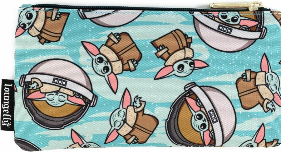 Loungefly Loungefly Star Wars Baby Yoda All Over Pattern Print Coin Cosmetic Bag Pouch | Coin Purses & Pouches