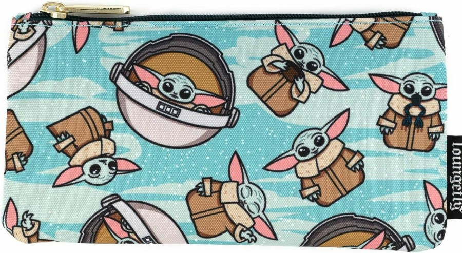 Loungefly Loungefly Star Wars Baby Yoda All Over Pattern Print Coin Cosmetic Bag Pouch | Coin Purses & Pouches