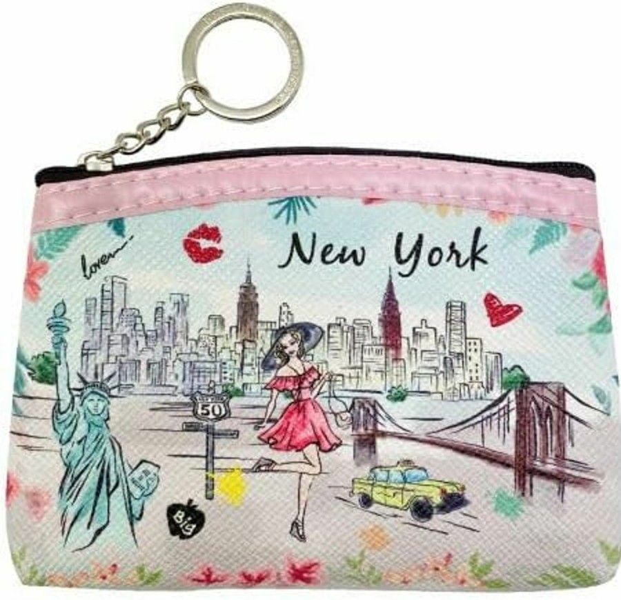 DESIGN U.S.A. SOUVENIR Girls & Women Fashion Cute Chic Classic Elegant New York Souvenir Zipper Change Key Pouch Coin Purse (Jp-330148D) | Coin Purses & Pouches