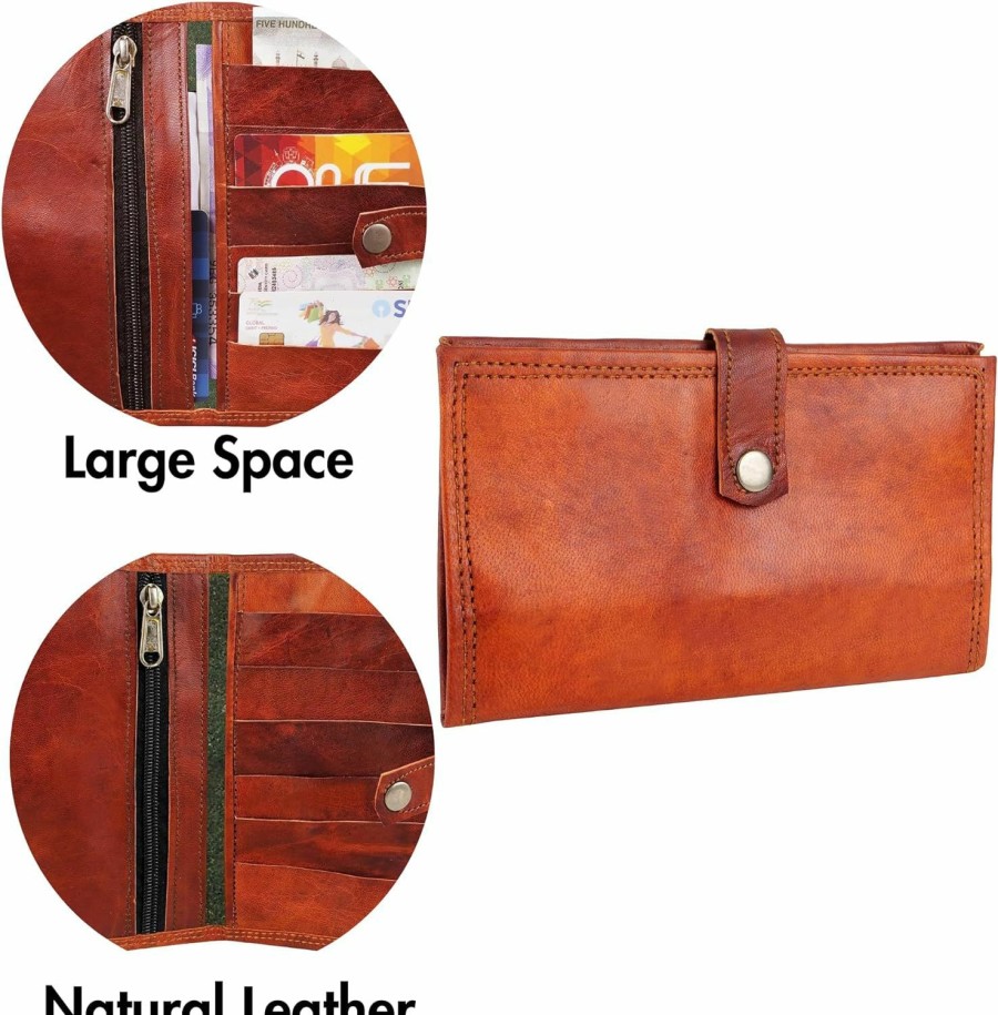 Generic Women Leather Clutch Bag Brown Slim Handbag Purse Easy Money Cards Coins Wallet | Coin Purses & Pouches