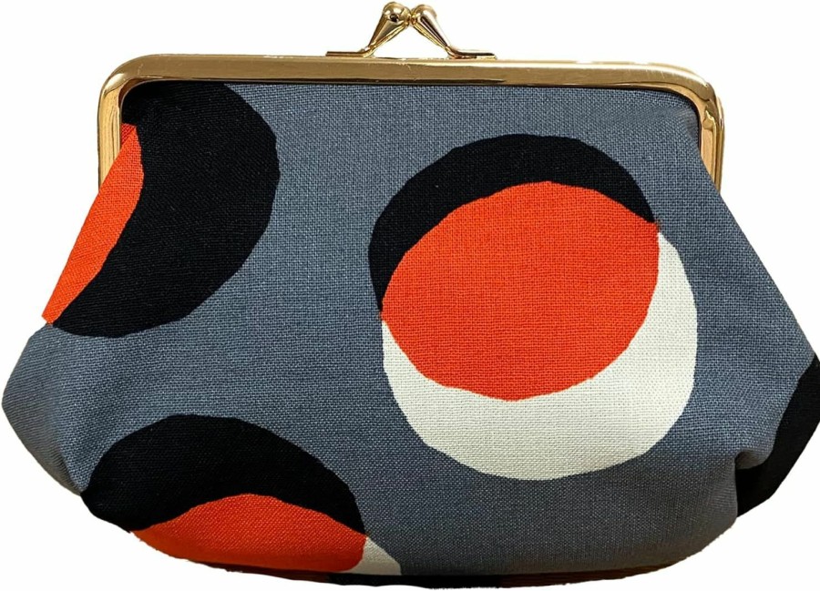 IPPINKA Ippinka Japanese Kiss-Lock Accessories Purse - Makeup Pouch - Blue X Orange X White - Made In Japan | Coin Purses & Pouches