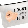 PWHAOO Pwhaoo Pomeranian Dog Zipper Pouch Bag I Don'T Give A Fluff Cosmetic Bag Pomeranian Lover Gifts (Give A Fluff B) | Coin Purses & Pouches