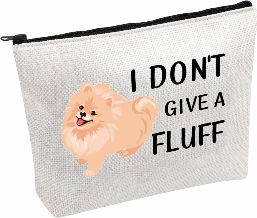 PWHAOO Pwhaoo Pomeranian Dog Zipper Pouch Bag I Don'T Give A Fluff Cosmetic Bag Pomeranian Lover Gifts (Give A Fluff B) | Coin Purses & Pouches