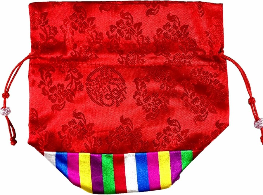 Generic Korean Color Block Seakdong Good Luck Pouch Lunar New Year Decoration Gift Bokjumeoni Traditional Hanbok Coin Purse (Red) | Coin Purses & Pouches