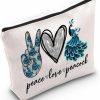 WZMPA Wzmpa Peacock Cosmetic Makeup Bag Peacock Lover Gifts Peace Love Peacock Zipper Pouch Bag For Women Girls (Peace Peacock) | Coin Purses & Pouches