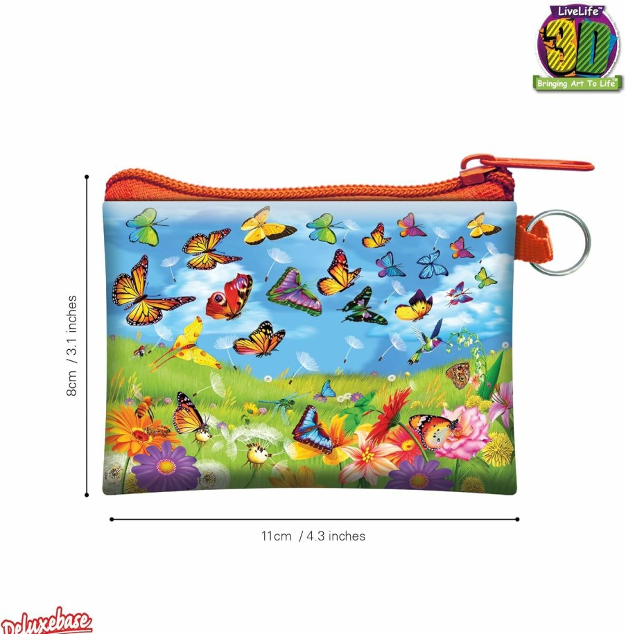 3D Live Life 3D Livelife Coin Purse - Butter Flutter From Deluxebase. Lenticular 3D Butterfly Purse. Cash, Coin And Card Holder With Secure Zipper Featuring Artwork Licensed From Renowned Michael Searle | Coin Purses & Pouches