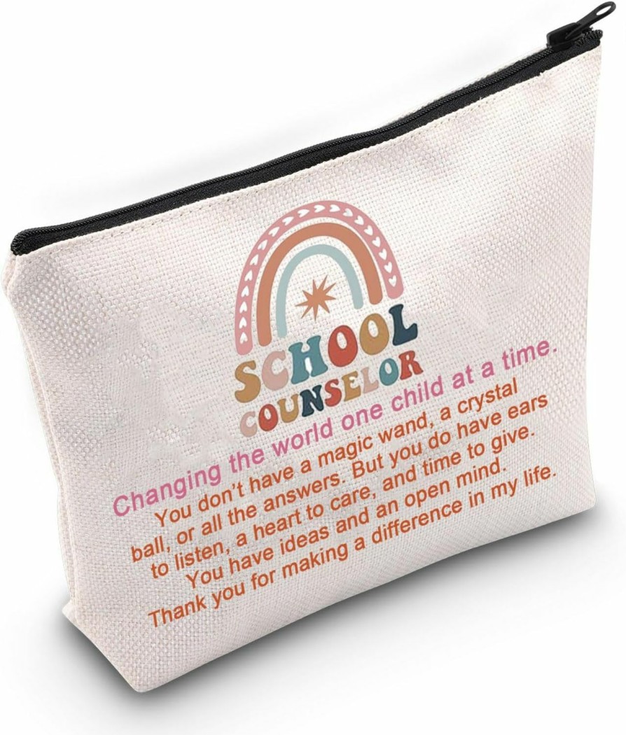 MEIKIUP Meikiup School Counselor Gift Makeup Bag Travel Zipper Pouch Counselor Appreciation Gift Teacher Retirement Gift (School Counselor Changing Bag) | Coin Purses & Pouches