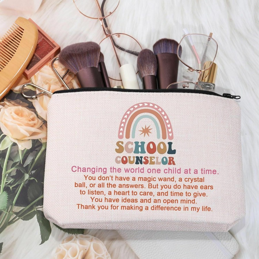 MEIKIUP Meikiup School Counselor Gift Makeup Bag Travel Zipper Pouch Counselor Appreciation Gift Teacher Retirement Gift (School Counselor Changing Bag) | Coin Purses & Pouches