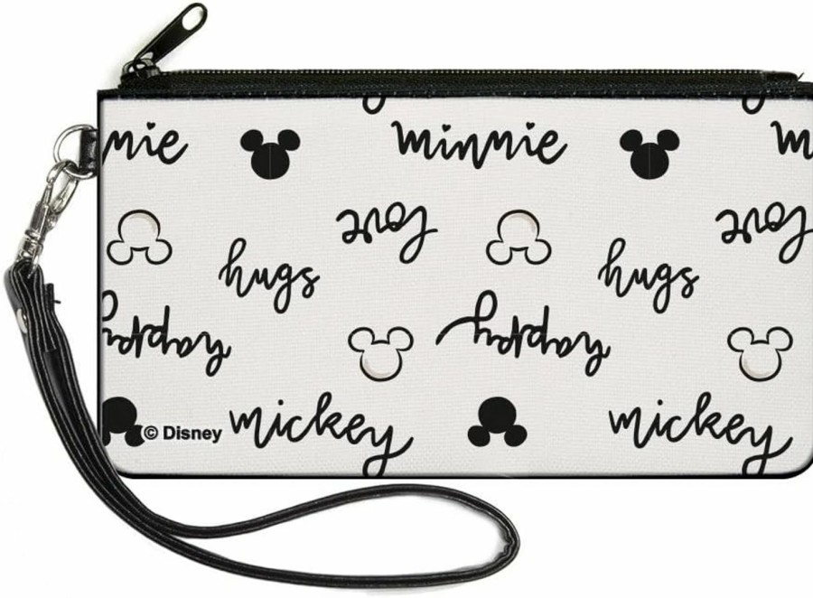 Buckle-Down Disney Wallet, Coin Purse, Mickey And Minnie Mouse Icons And Script Doodles White Black, Canvas | Coin Purses & Pouches