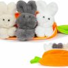 Taenjooy Hide-And-Seek Bunnies In Carrot Pouch Easter 3 Bunny Carrot Purse Unzip The Rabbit Doll Toy 3 Bunnies In Carrot Purse Bunny Decor Gift Carrot Coin Cute Bunny Purse,Style C | Coin Purses & Pouches