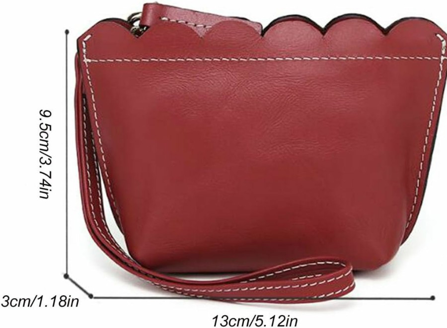 BDHRKTE Bdhrkte 1 Pcs Leather Zipper Coin Purse Wallet With Key Chain, Change Holder,Coin Organizer, Mini Slim Leather Zipper Storage Bag For Women (Red) | Coin Purses & Pouches