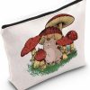 WZMPA Wzmpa Funny Cat With Mushroom Hat Cosmetic Bag Cottagecore Aesthetic Cat Inspired Gift Natural Mushroom Cat Zipper Pouch Makeup Bag For Cottage Core Lover (Mushroom Cat) | Coin Purses & Pouches