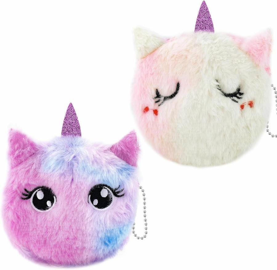 TUCEWP 2Pcs Unicorn Coin Purse Cute Pink Wallet Plush Cartoon Coin Pouch Bling Gradient Purse Small Cosmetic Bag With Zipper Unicorn Earphone Purse Key Holder Birthday Gifts For Women Teen Girls | Coin Purses & Pouches