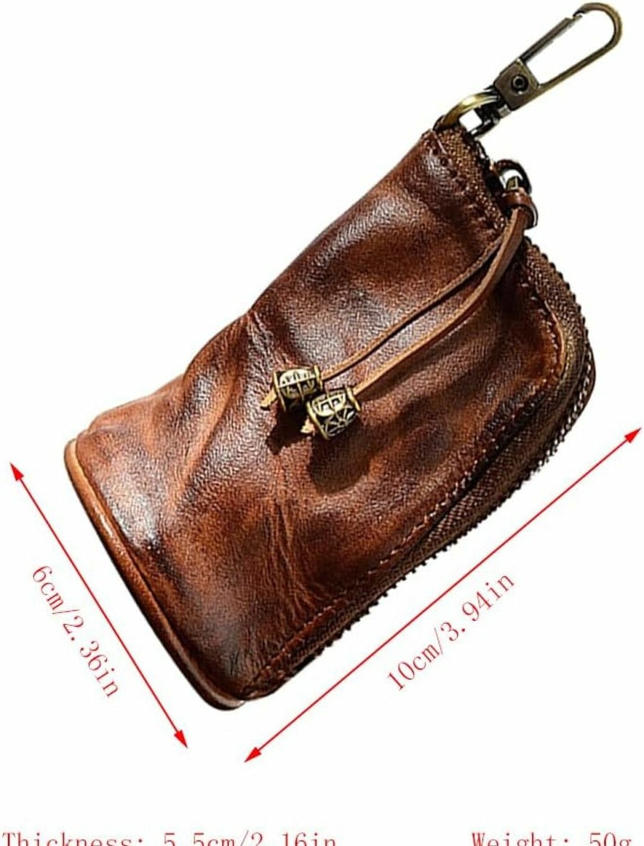 Yzikema Yzikema 1 Pcs Leather Mini Medieval Pouch Keychain, Coin Organizer, Change Holder,Card Case, Genuine Leather Zipper Storage Bag For Men & Women | Coin Purses & Pouches