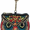 Mary Frances Mary Frances Night Owl Beaded Crossbody Clutch Handbag & Key Fob, Multi | Coin Purses & Pouches