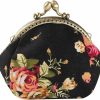 Arnosoar Arnosoar Coin Purse Vintage Kiss-Lock Clasp Change Wallets Women Printed Metal Frame Floral Clutch Bag Black-Print | Coin Purses & Pouches