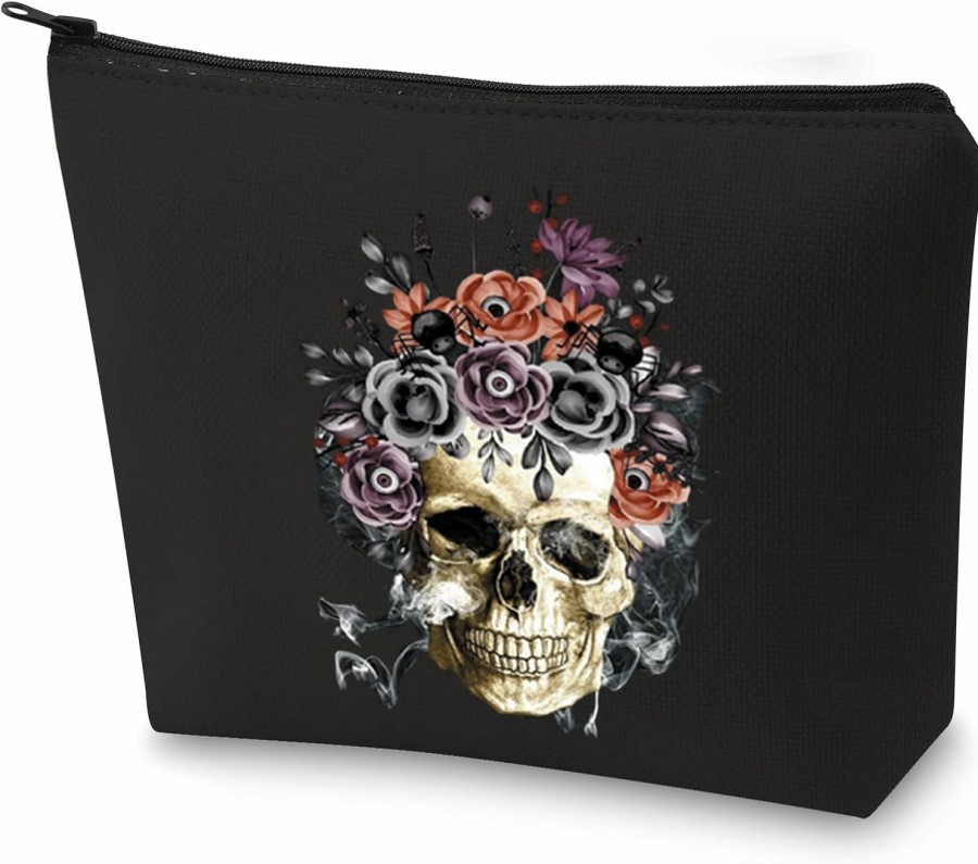 WZMPA Wzmpa Sugar Skull Makeup Bag Day Of The Dead Gifts Mexican Dia De Los Muertos Zipper Pouch Bag For Women Girls (Sugar Skull) | Coin Purses & Pouches