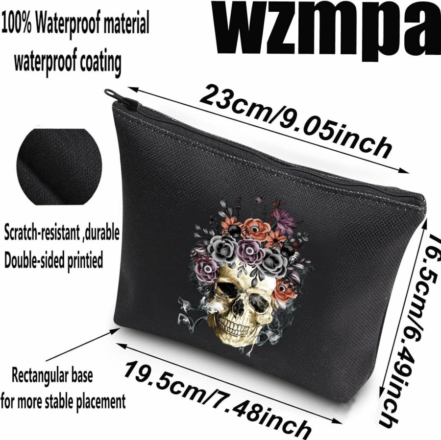 WZMPA Wzmpa Sugar Skull Makeup Bag Day Of The Dead Gifts Mexican Dia De Los Muertos Zipper Pouch Bag For Women Girls (Sugar Skull) | Coin Purses & Pouches