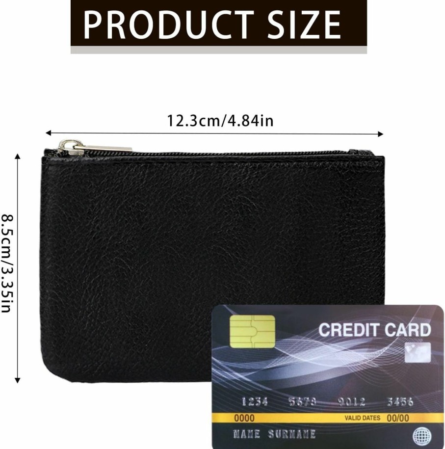 KALIONE Coin Purse, Portable Pu Leather Coin Purse With Zipper Coin Purse Mini Change Purse Small Coin Purse For Women Credit Card Folded Bills Id Key Headset Lipstick(Black) | Coin Purses & Pouches